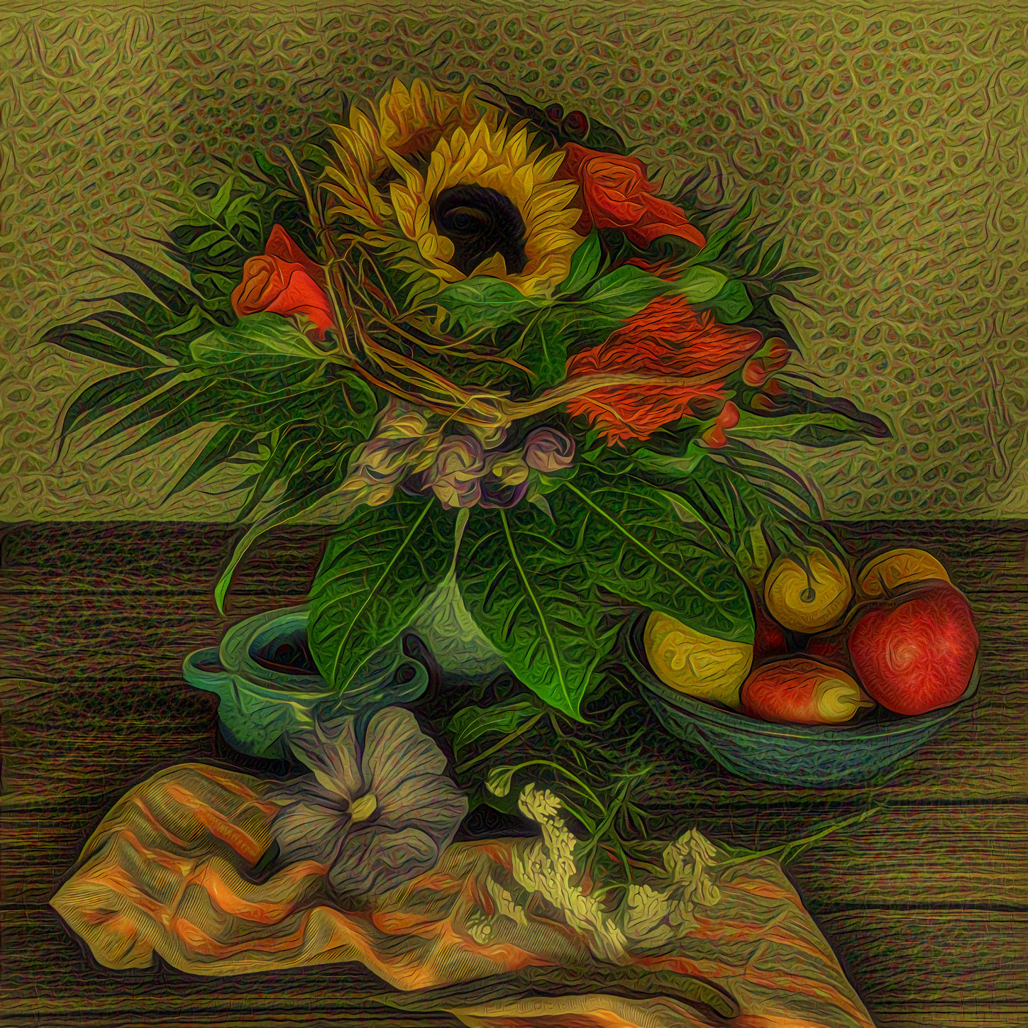 Still Life, Flowers and Fruit