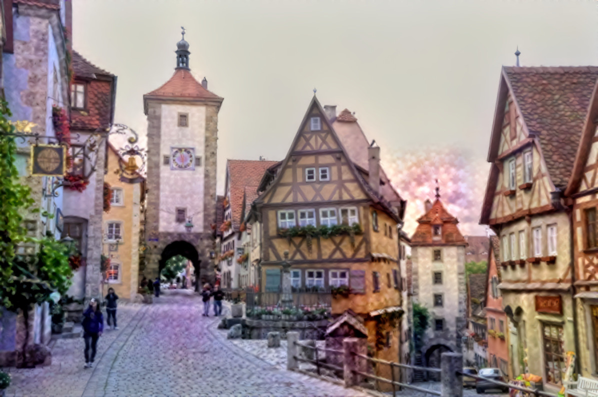 Rothenburg ob der Tauber. Plönlein mit Blick auf den Siebersturm (Germany)