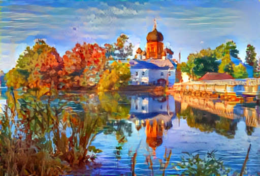 Monastery on the island, lake Vvedenskoje, Vladimir region