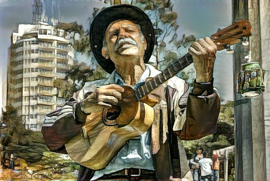 Man singing for money, Venezuela