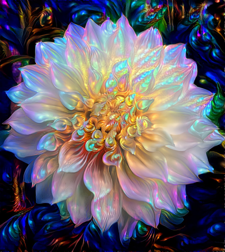 Iridescent White Dahlia