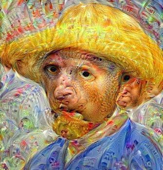 Van Gogh self portrait in deep dream