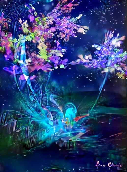 "Midnight Garden". Original image is my art, image used for the style is not my art.