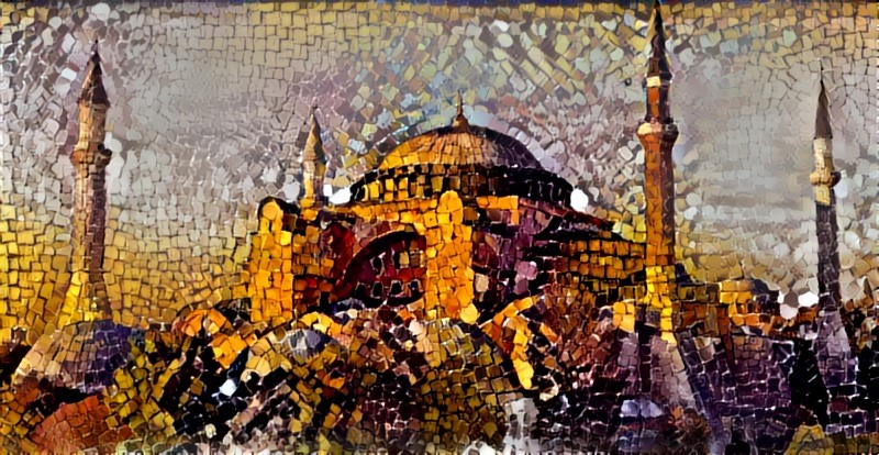 Hagia Sophia - Justinian Mural in Royal Purple and Gold