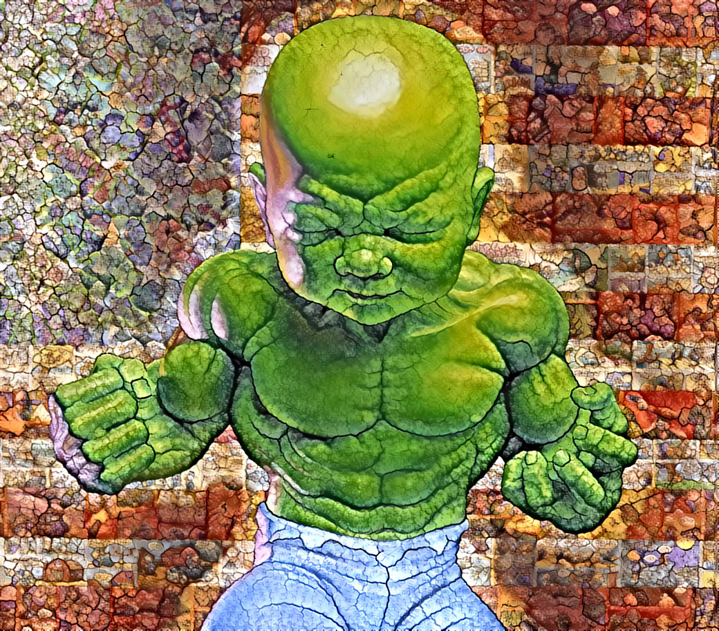 "Let's make America strong again" _ source: "Temper Tot" - "Baby Hulk" mural by Ron English _ (201121)