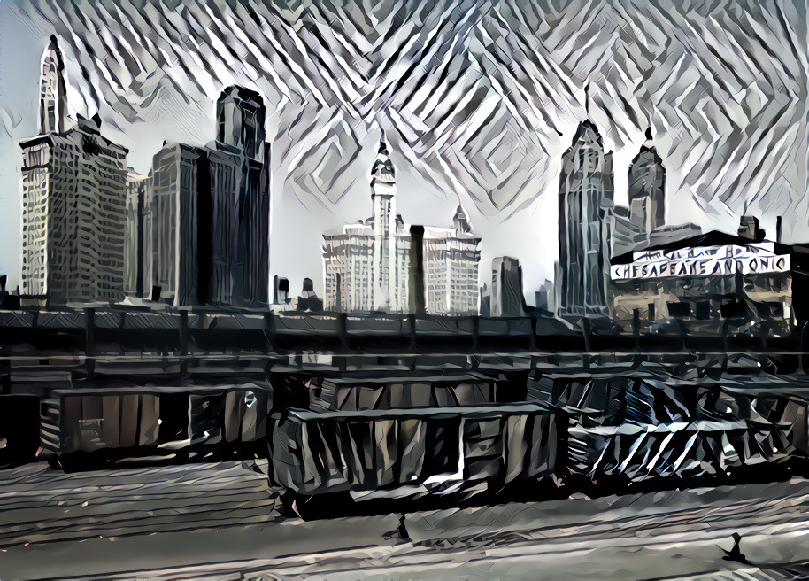 Chicago skyline - style from https://www.deviantart.com/batjorge/art/Escher-s-Hangover-620611262