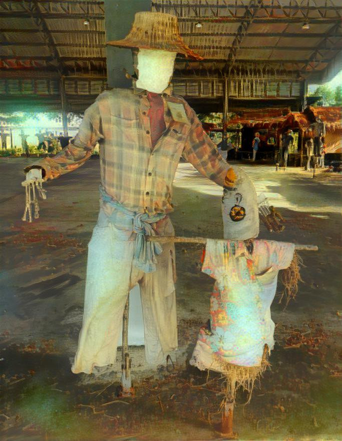 Two scarecrows in Ayutthaya, Thailand 