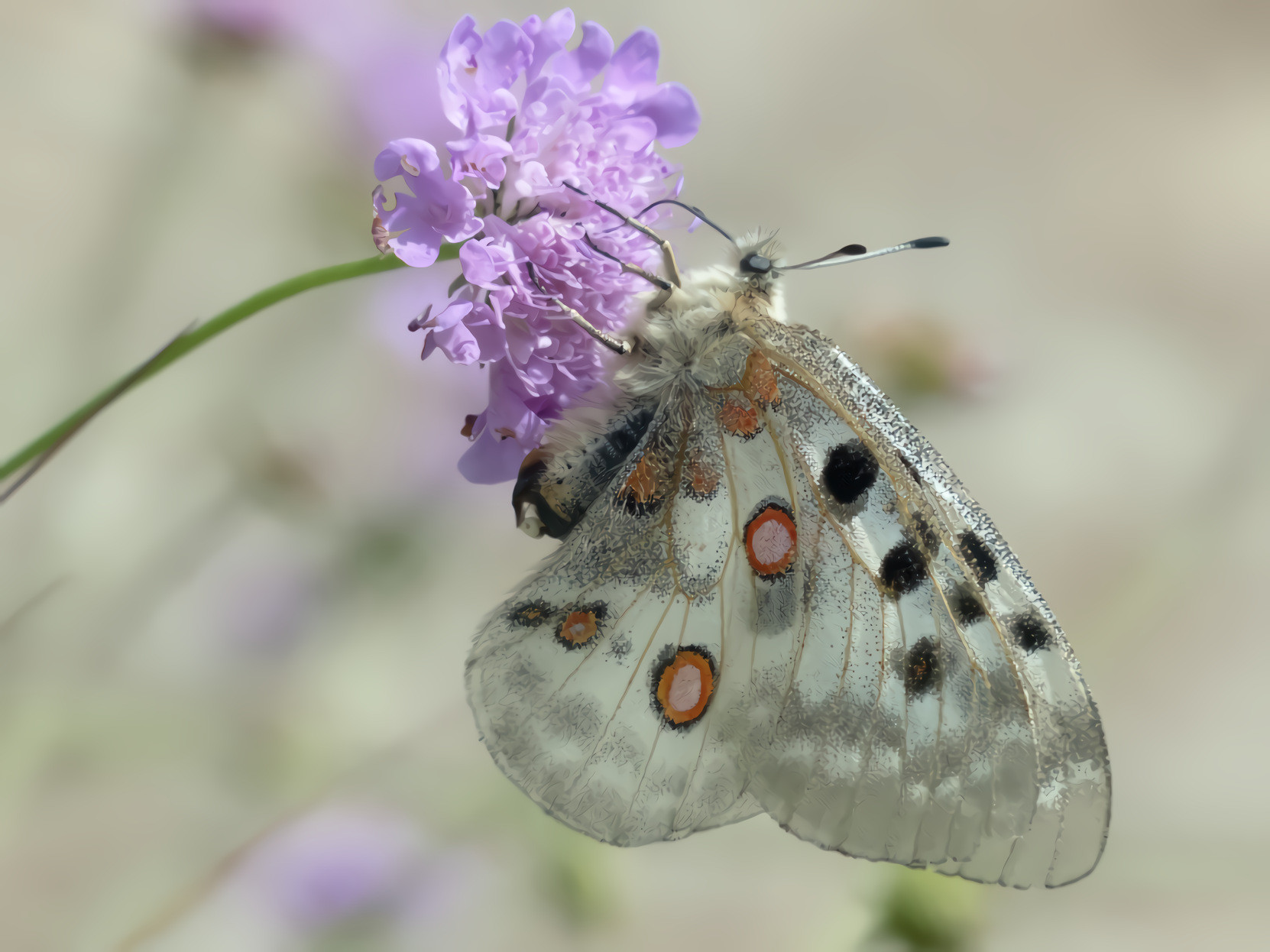 Purple Flower and Butterfly