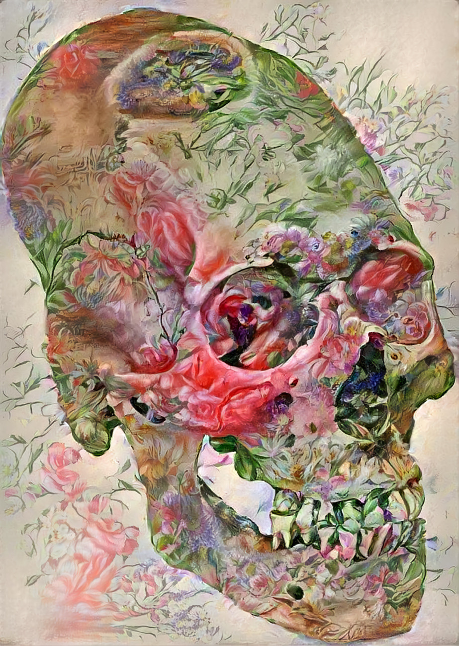 elongated skull with roses