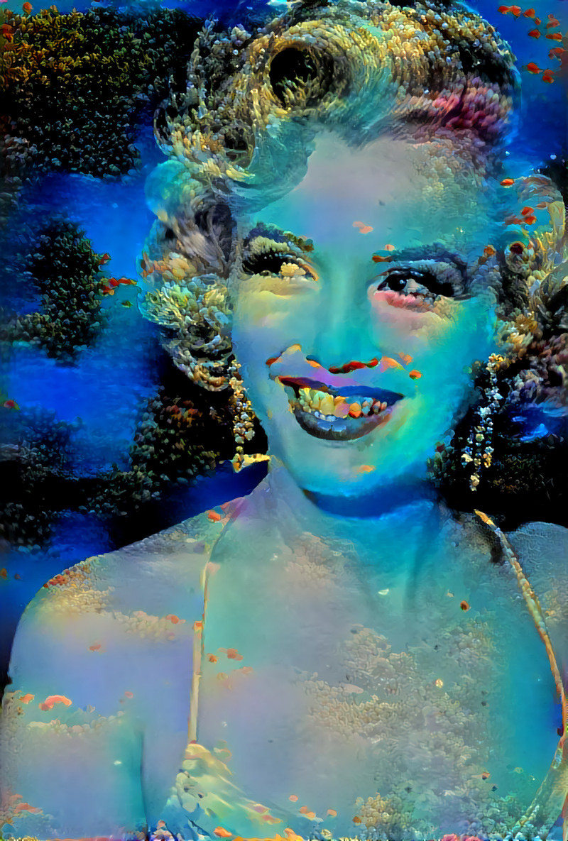 marilyn monroe, retextured with underwater scene