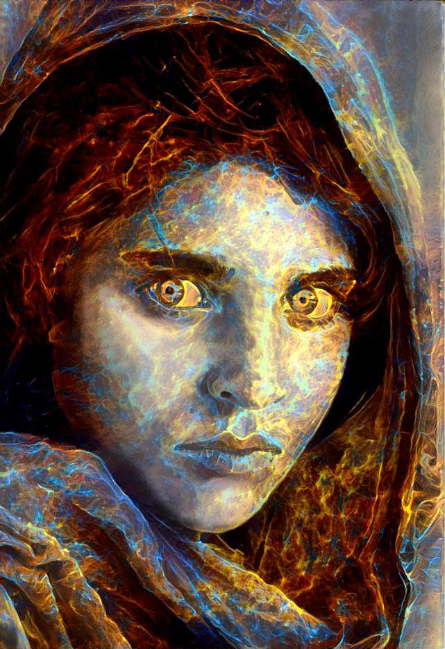 Afghan girl plasma colors