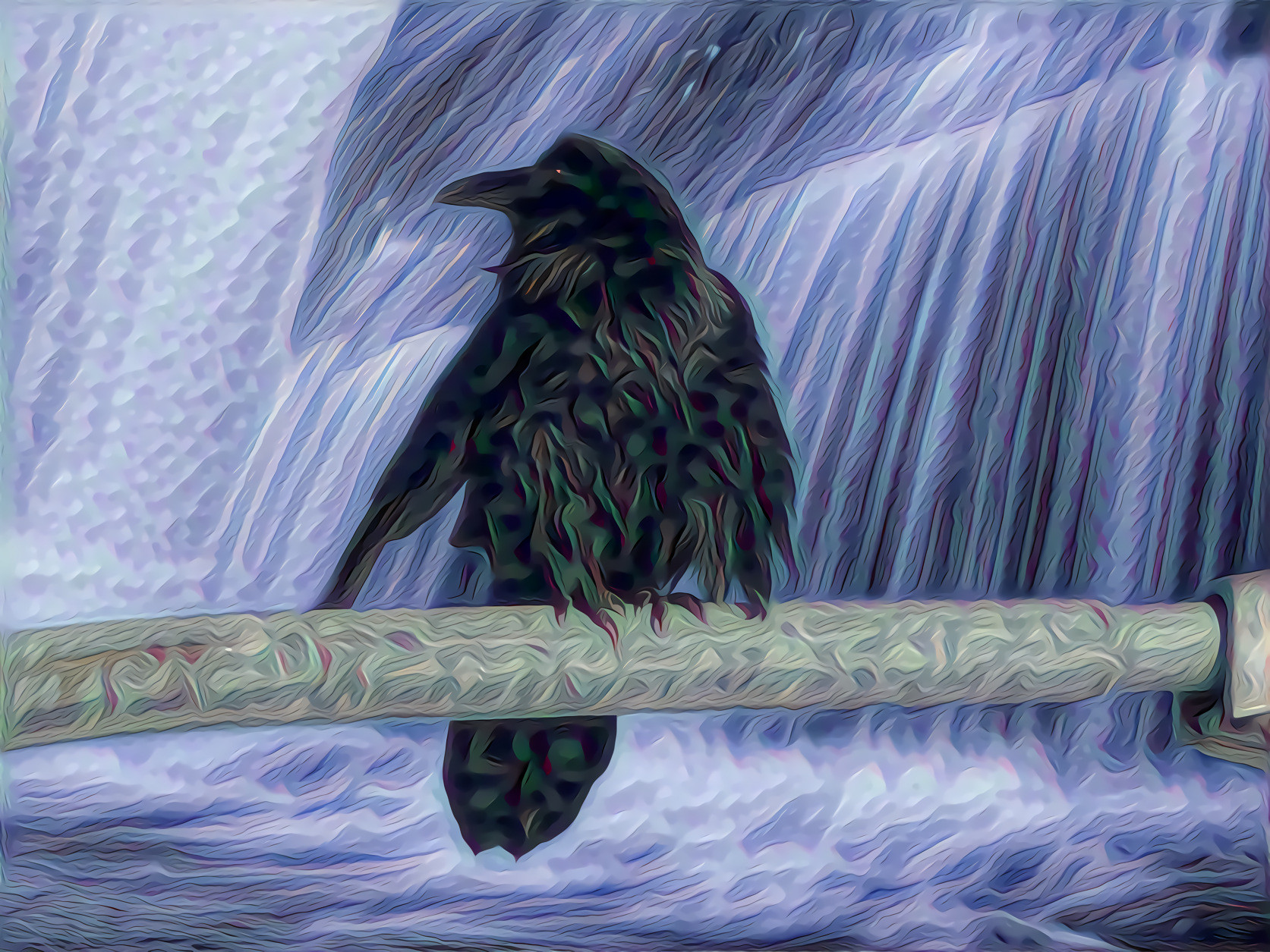 A Raven at the Waterfall