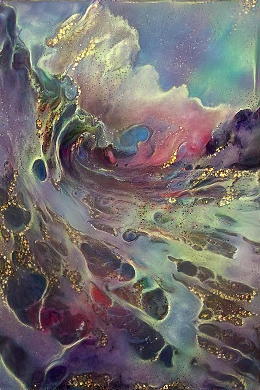 ocean wave - purple, grey, gold, organic texture