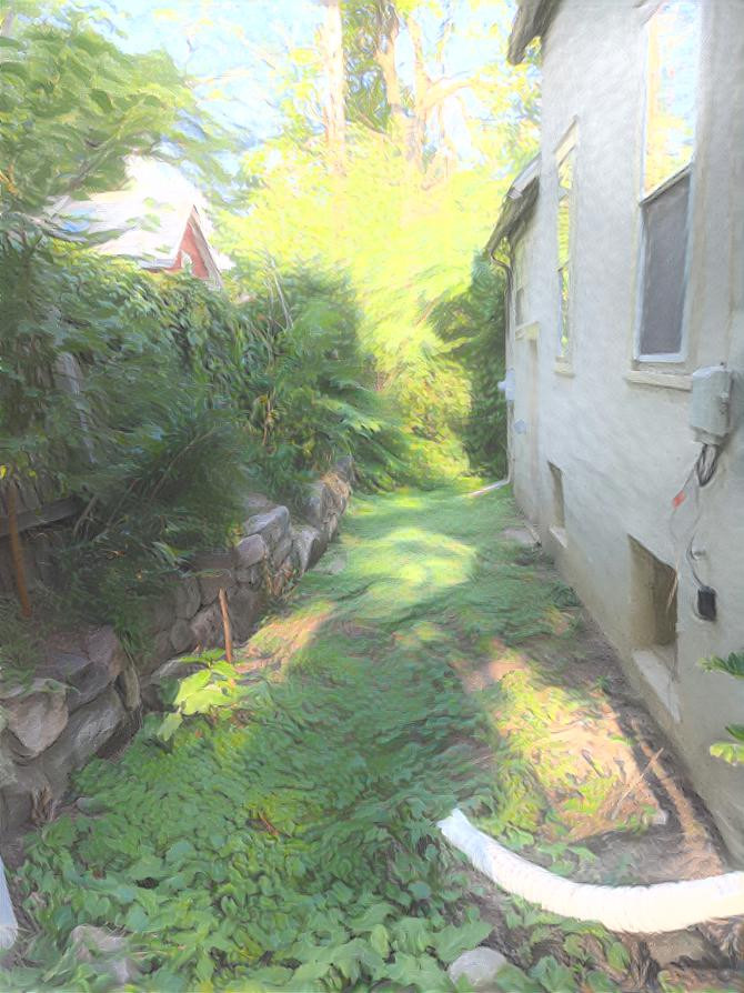 Garden between the fence and wall