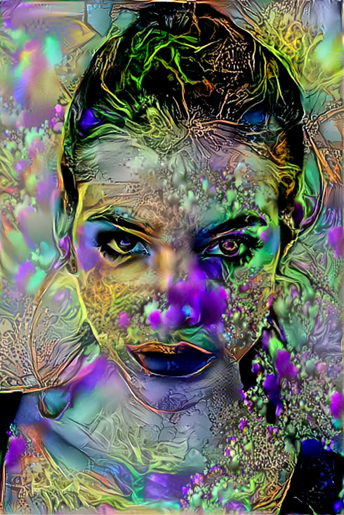 barbara palvin ~ purple, green, aqua, iridescent