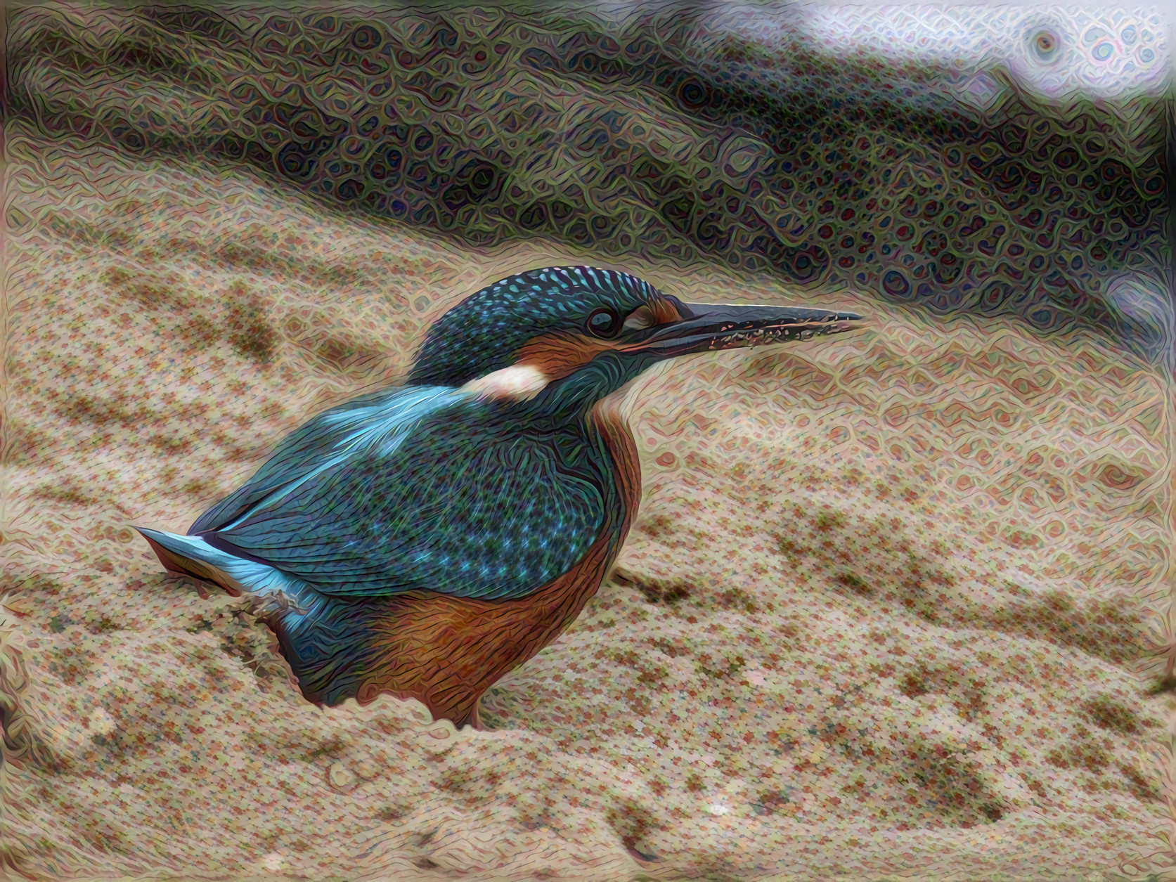 Kingfisher sitting in the sand...