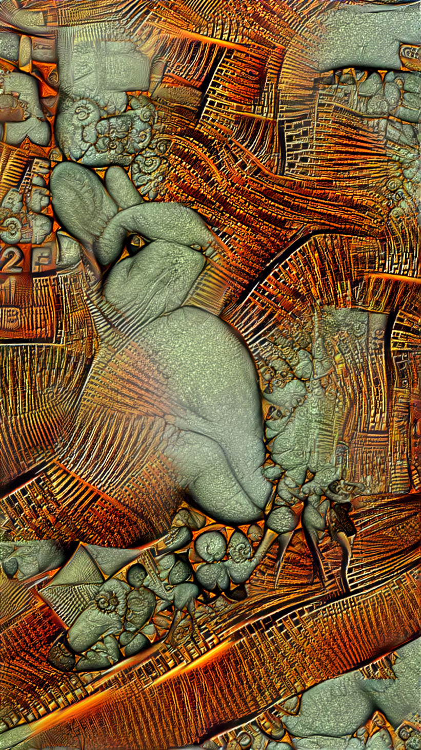 killer rabbit - organic 3d art, orange, green