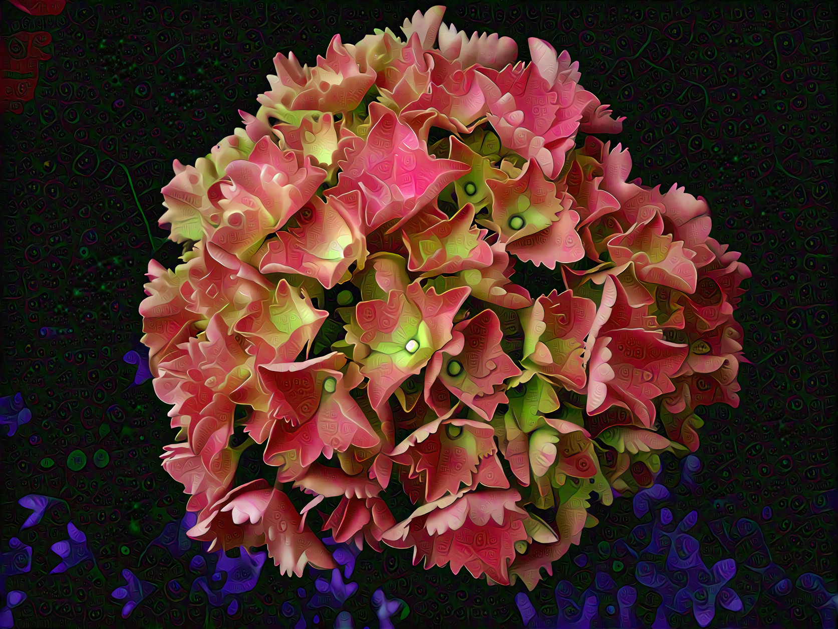 Pink and Green Hydrangeas