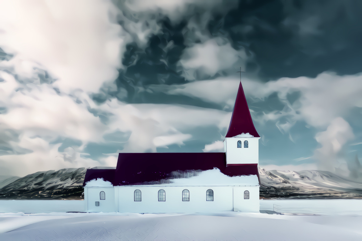 Snowy Church in the Valley