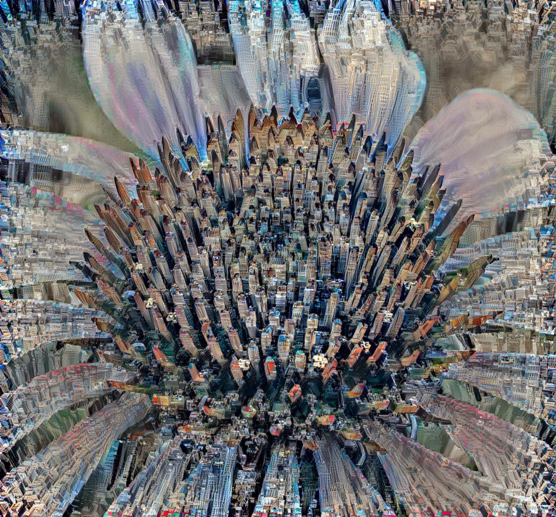 Cityscape in a coneflower