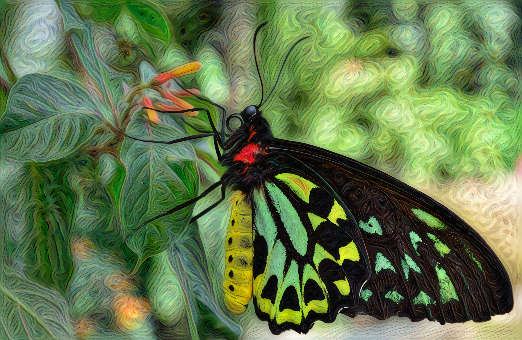 Black yellow turquoise butterfly