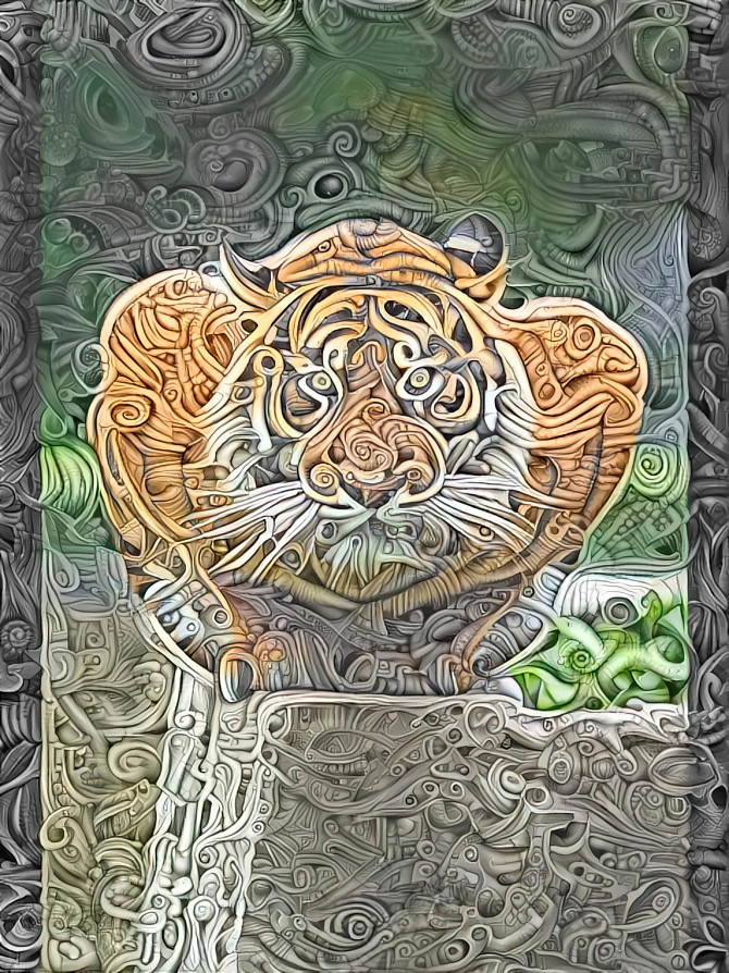 Tribal Tiger Scrimshaw