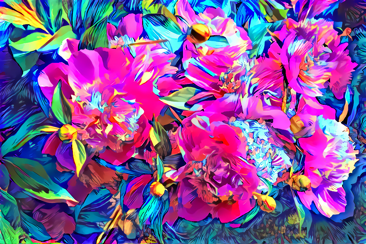 Peony 3 overlaid floral fabric 36 HD