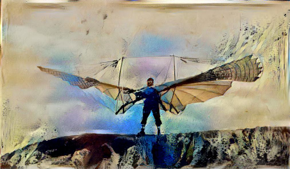 Otto Lilienthal with glider