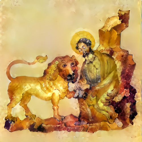 Holy hermit Gerasim and the sick lion in the desert