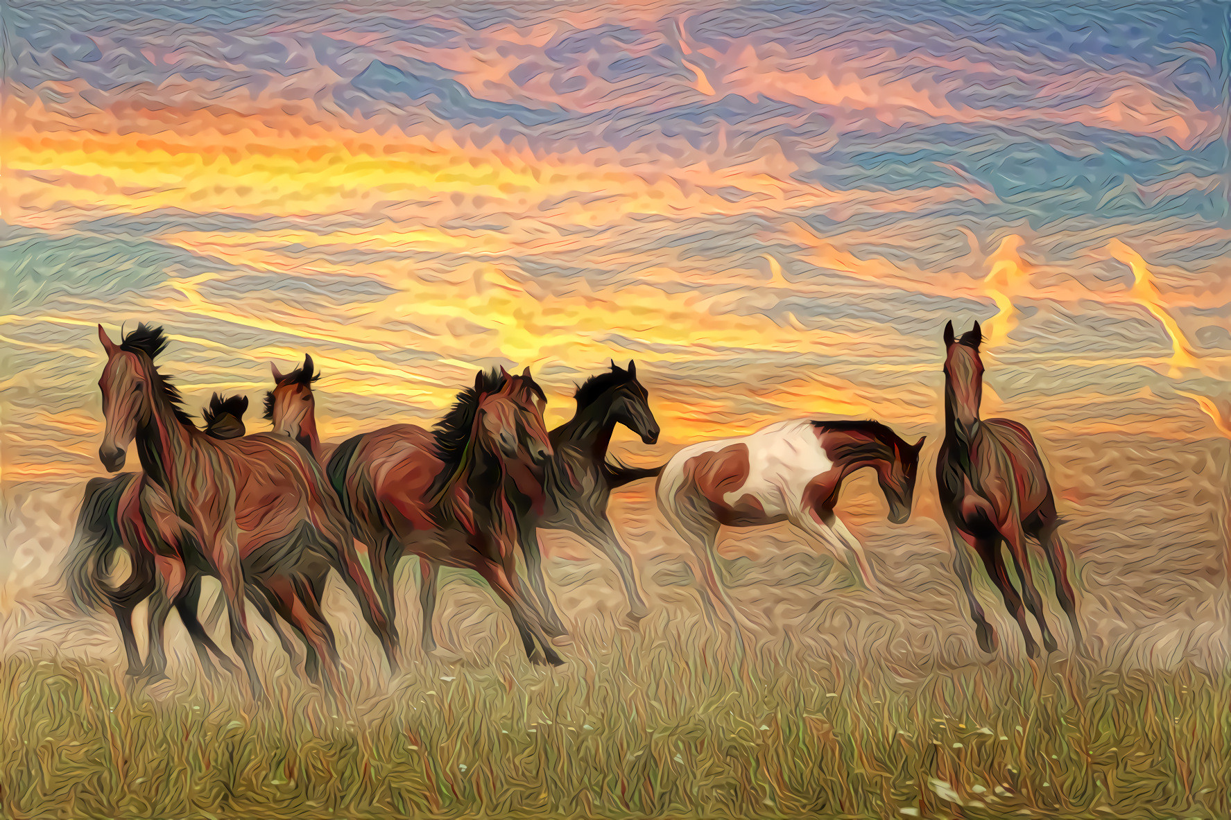 Horses, Prairies and Clouds