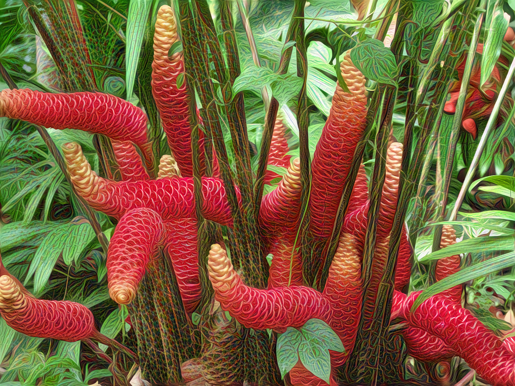 Flower Swirls of Red and White