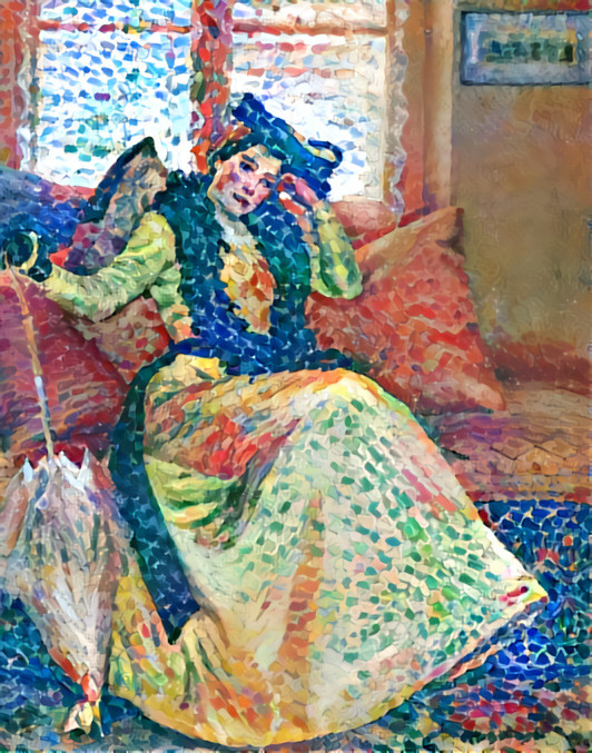 Rumination -Fauvist View of Susan Watkins Realist painting, Lady in Yellow (1902) - Public Domain: https://upload.wikimedia.org/wikipedia/commons/0/00/Susan_Watkins_%281875-1913%29%2C_Lady_in_Yellow_%281902%29.jpg