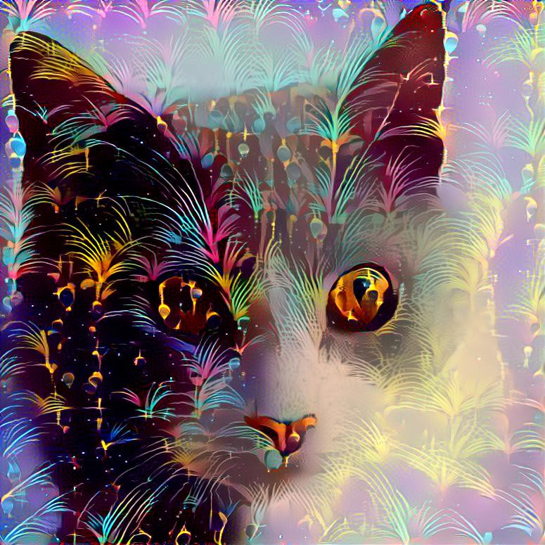 Style: Picture by Viscious-Speed (Pixabay) ; Photo: StyleGAN2 generated cat