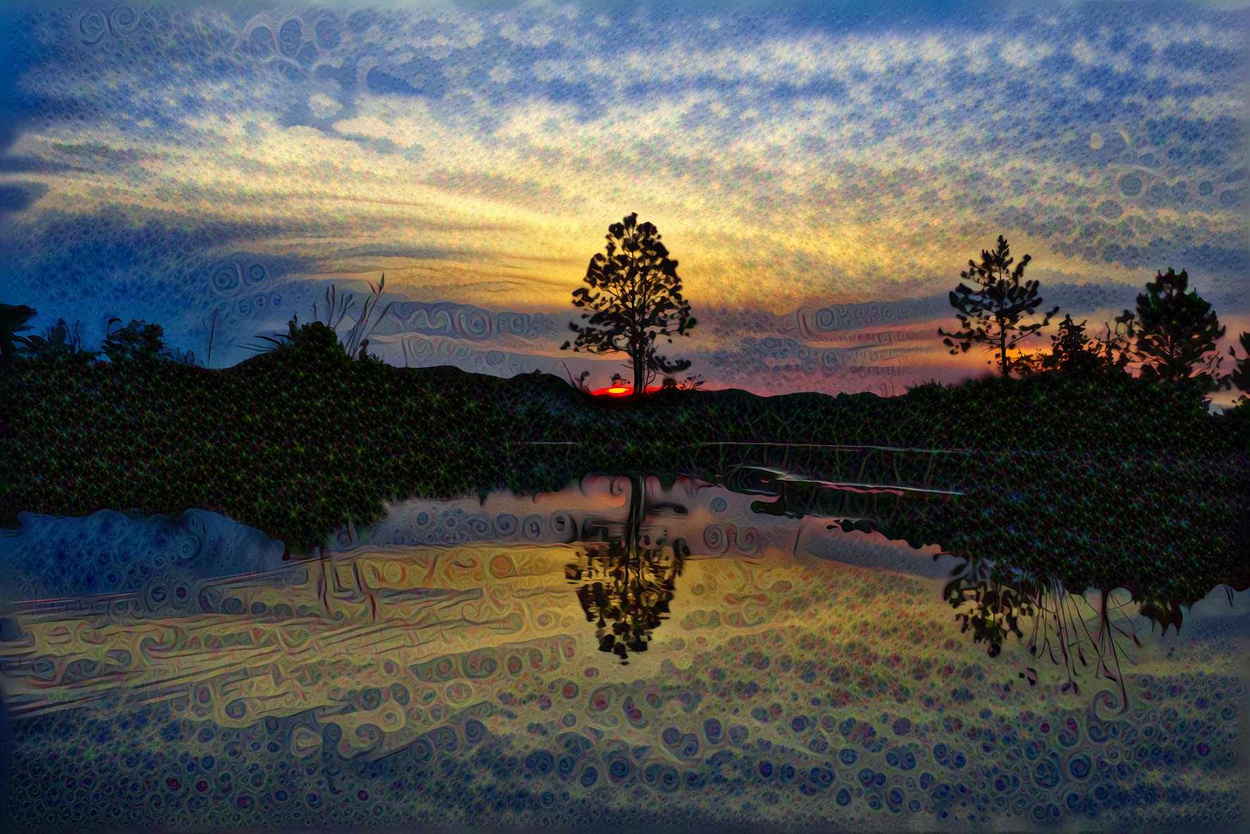 Sunset Over the Lake