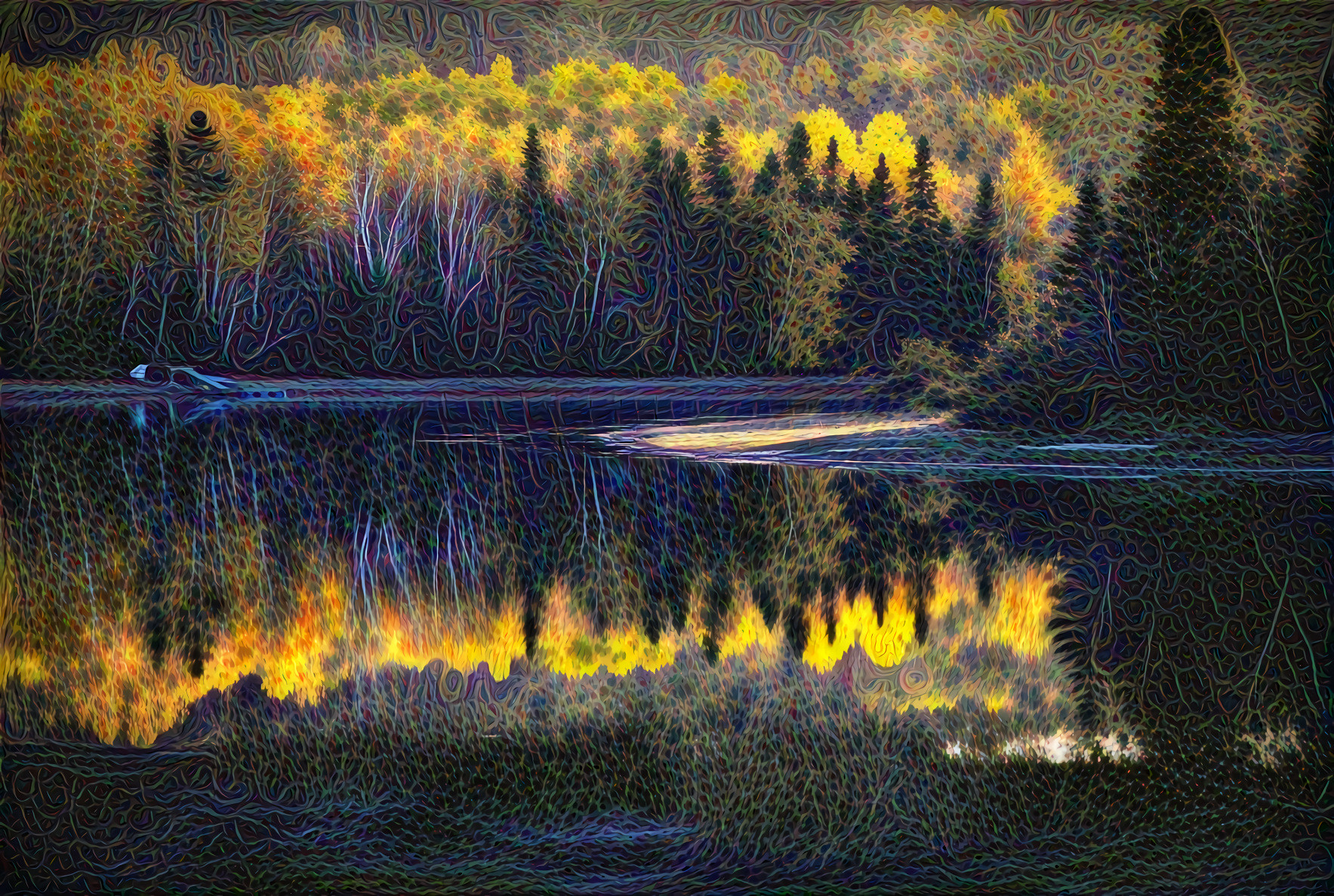 Moody Reflections, Autumn Trees