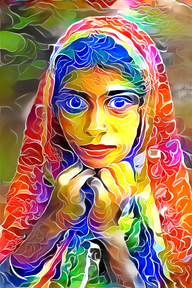 Indian girl (SteveMcCurry) with /r/dreamprocessor Nº16 filter