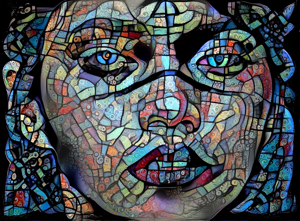 Portrait, stained glass