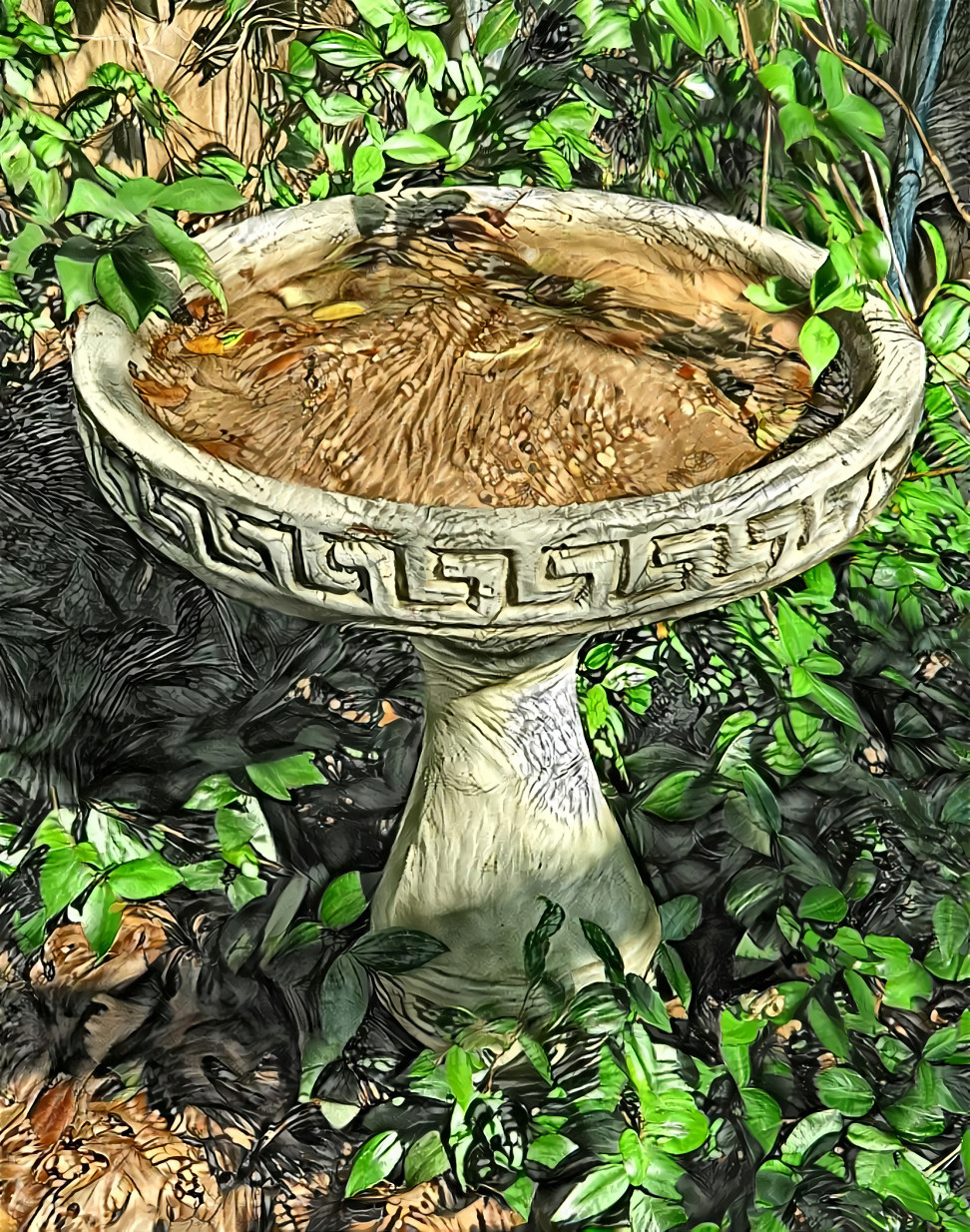 Vine and Birdbath