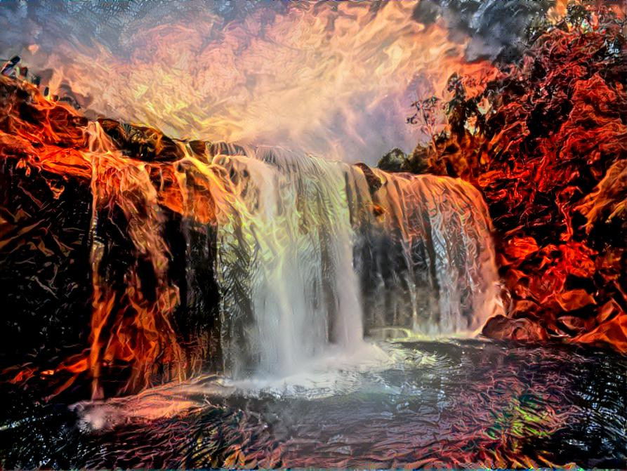 Waterfall in a burning world