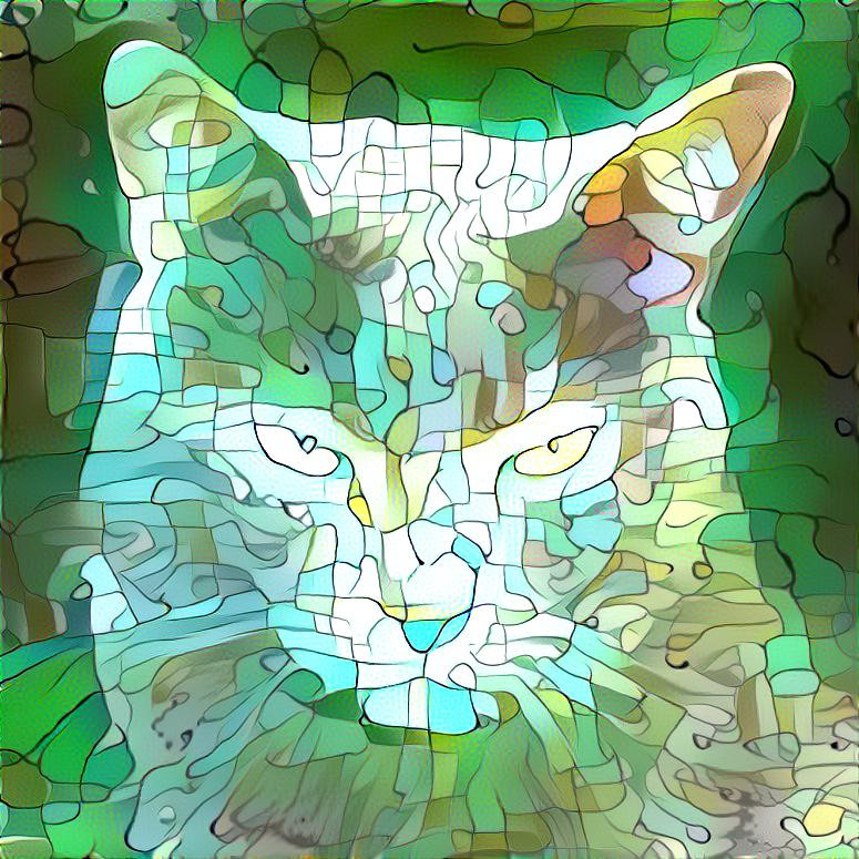 Style: Picture by geralt (Pixabay) ; Photo: StyleGAN2 generated cat