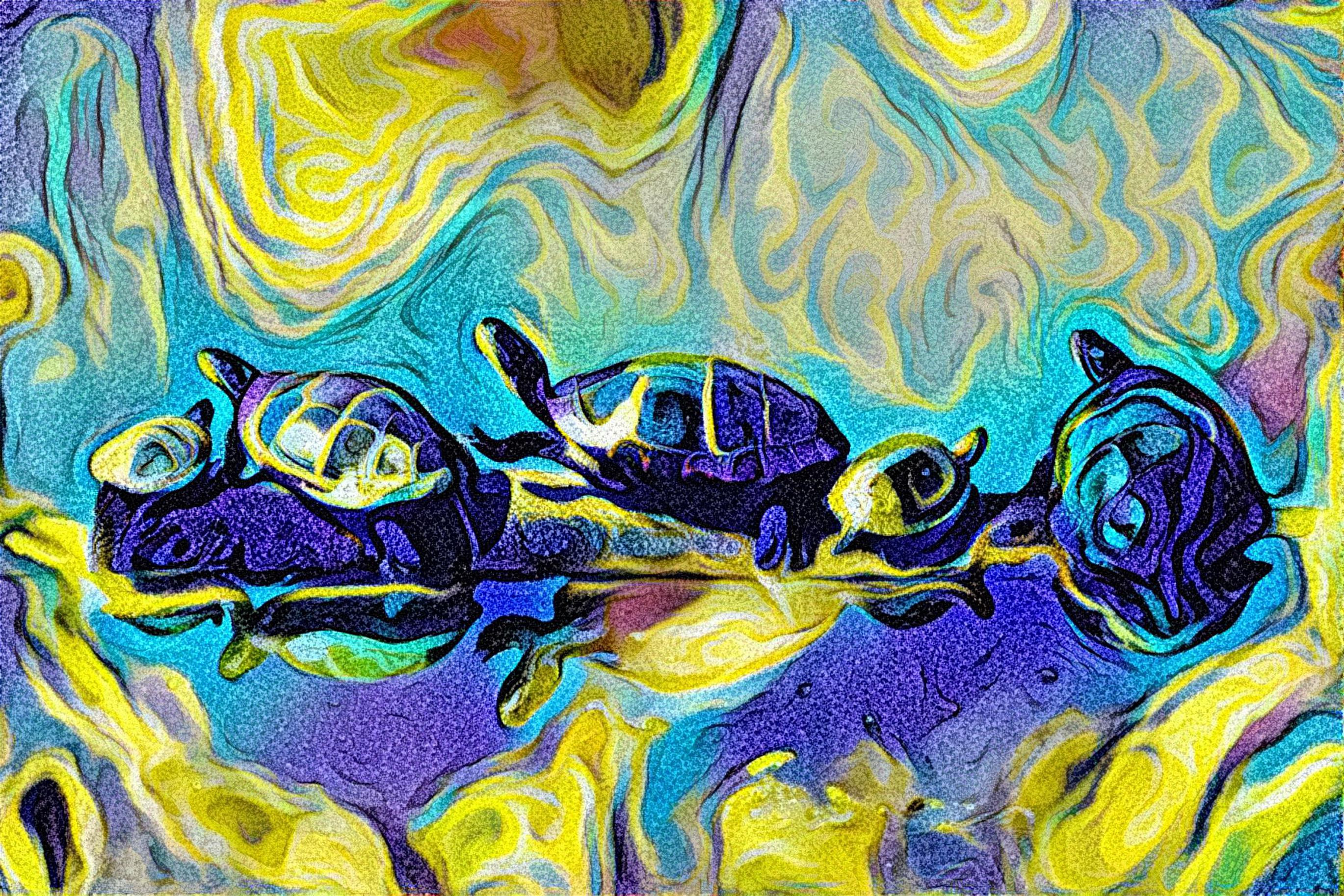 Turtles on a log