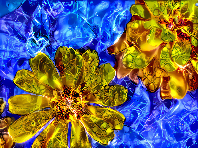 Yellow Flowers, Blue Background #3