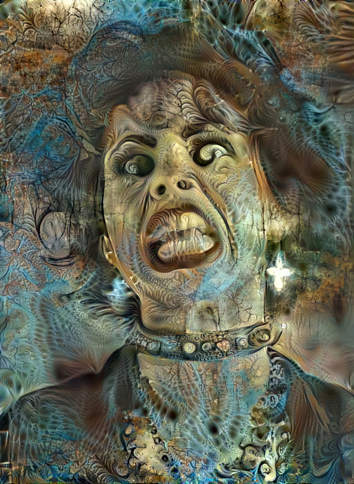 fairuza balk flies into a rage, gold, aqua