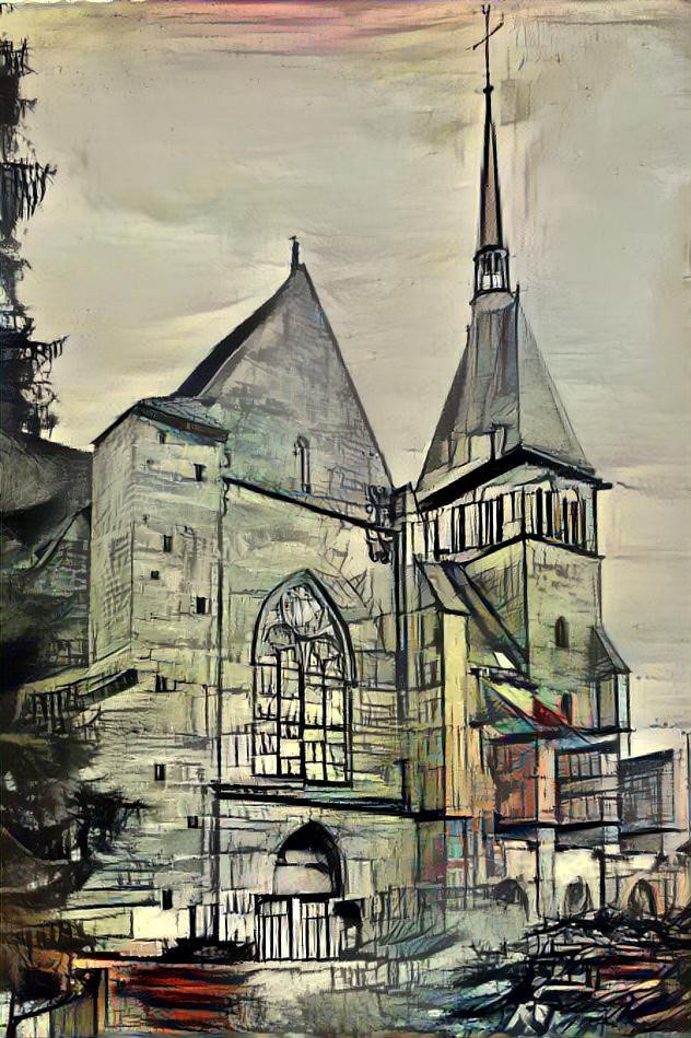 Vintage postcard of the church (Buffet style)