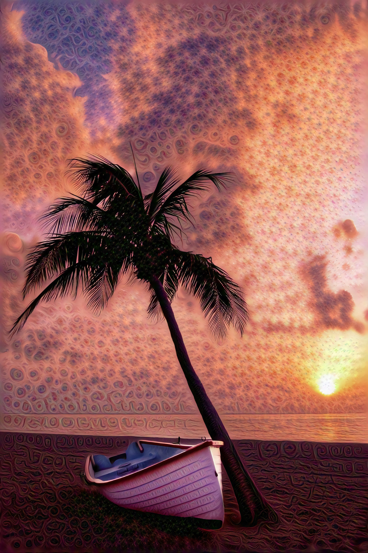 Boat Under the Palm Tree