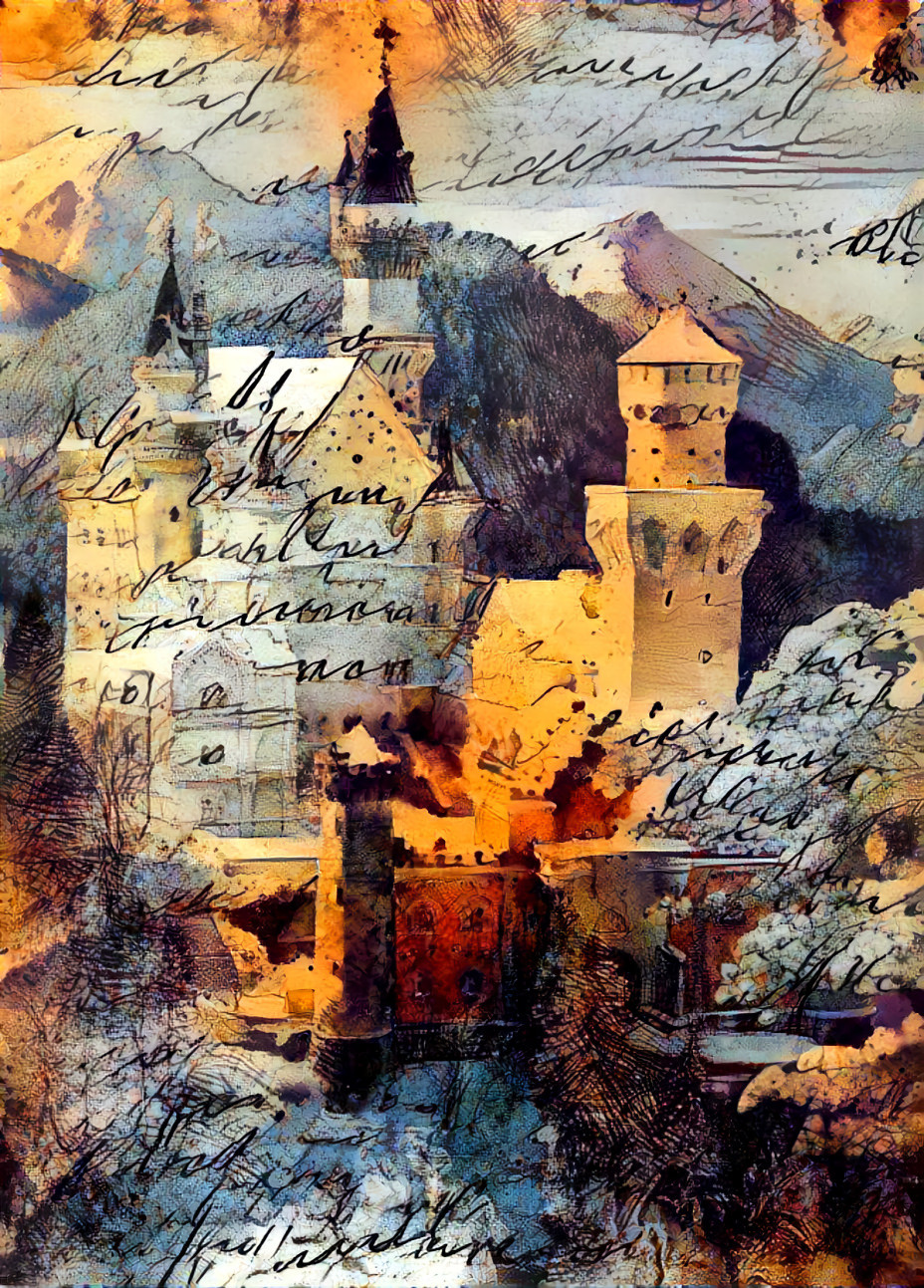 castle retextured as greeting card