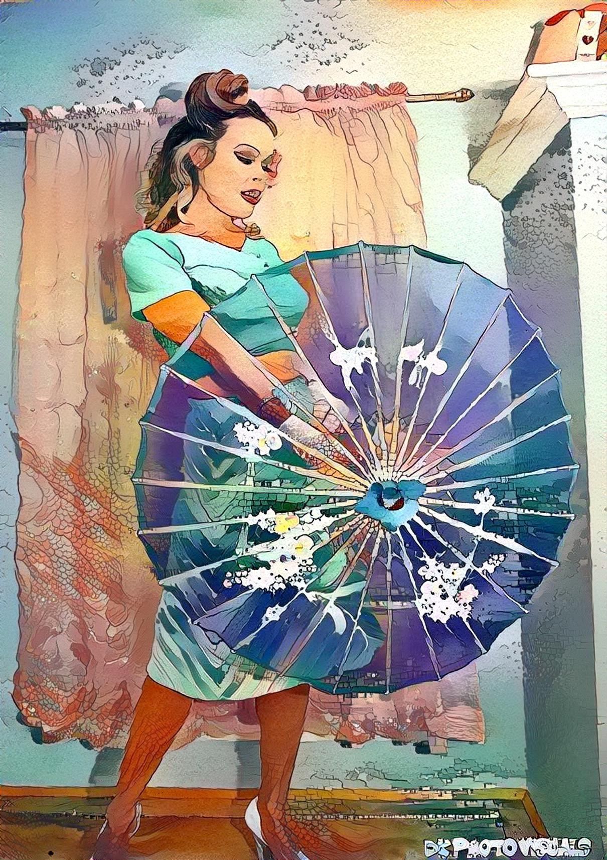 Umbrella Pin Up Girl