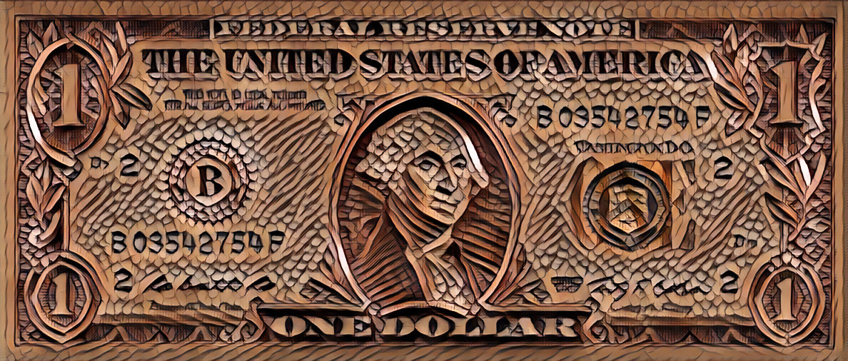 Wood Carved Dollar 