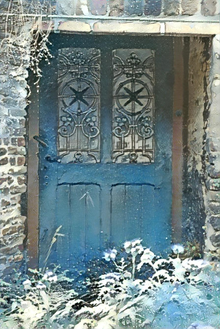 an old door in the town Grave