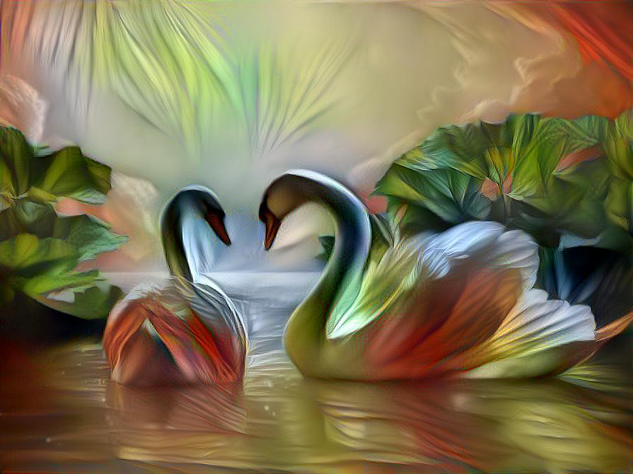 Swans in love